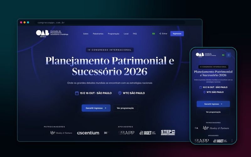 Página inicial de Congresso PPS no navegador e no celular