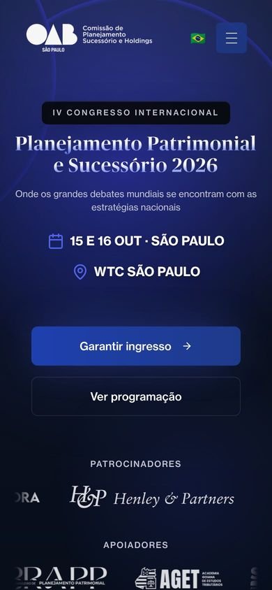 Página inicial de Congresso PPS no celular