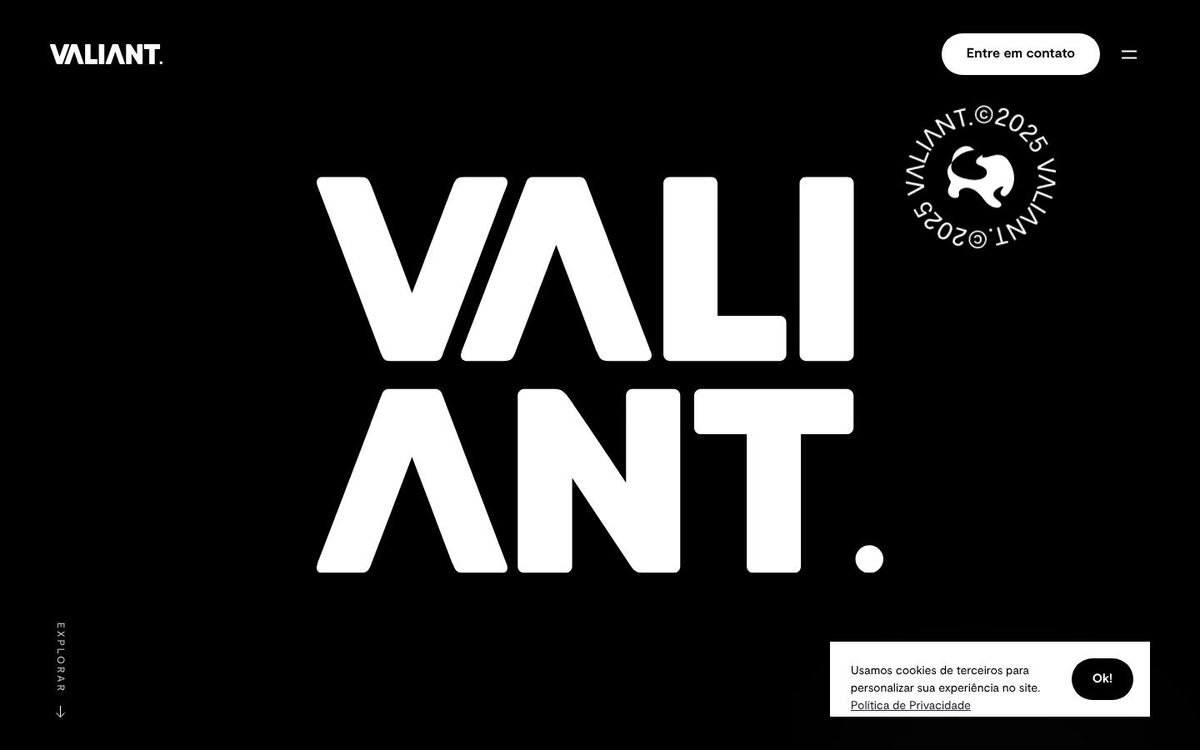 Página inicial de Agência Valiant no computador